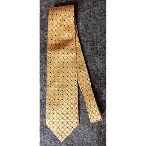 Tie 70s 80s 90s Y2K Mens Valeriano Silk Gold Black Check 3.75 Wide 61 Long
